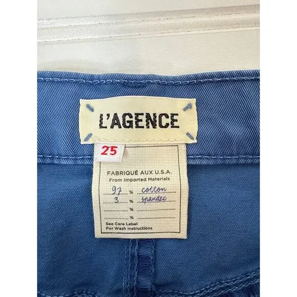NWT L’AGENCE Audery Denim Shorts Pink & Blue Raw Hem Cut Off Bundle Size 25